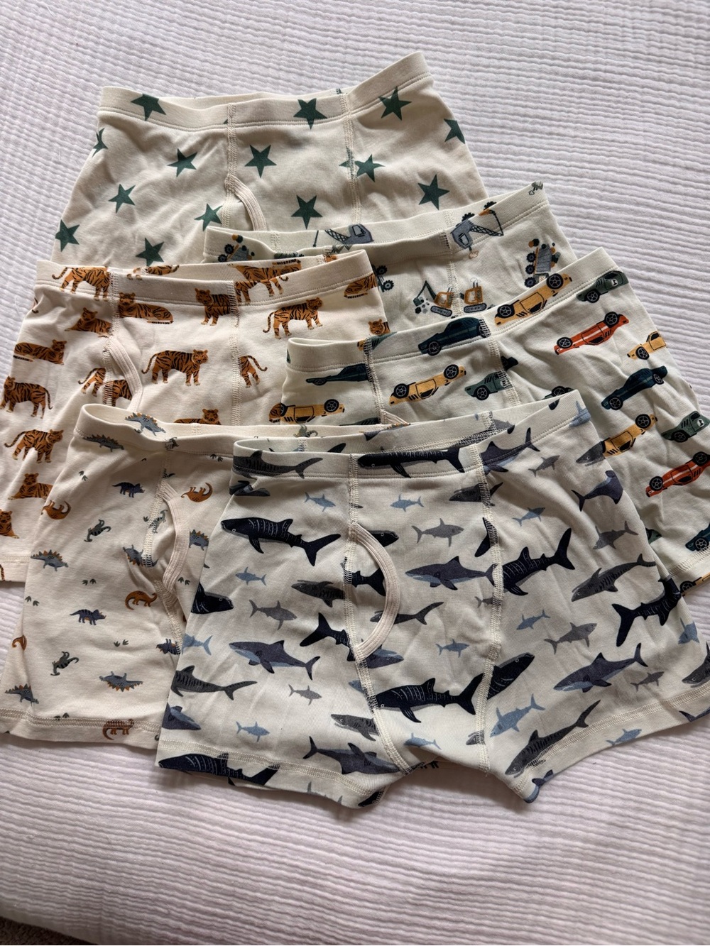Quince Kids Cotton Boxer Briefs - Shark, Tiger & Star Prints - Pack